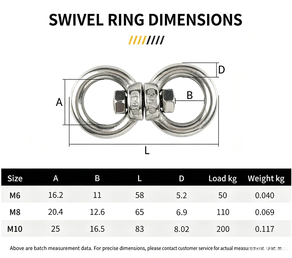 Double Ended Swivel Eye Hook Ring Stainless Steel Shackle Connector Carabiner Quick  Link Chain Shackle Ring for Hanging Hammock