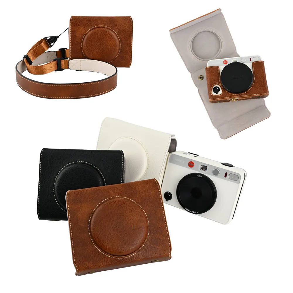 PU-Ledertasche für Leica Sofort 2-Kamera, Aufbewahrungstasche, harte Schutzhülle mit Schultergurt