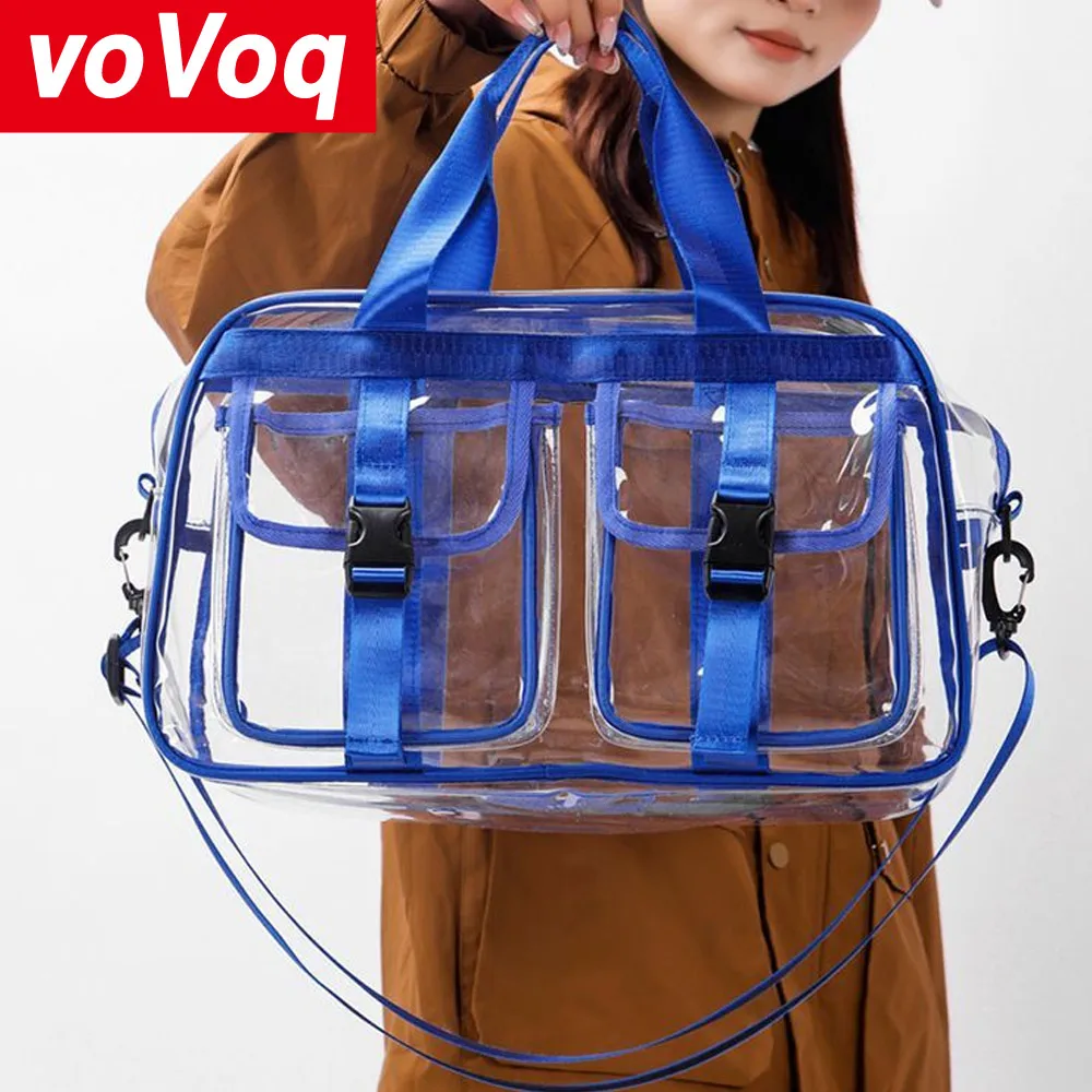 Borsa da viaggio trasparente in PVC per donna Zaino di grande capacità per zaino Borsa a tracolla impermeabile completamente trasparente