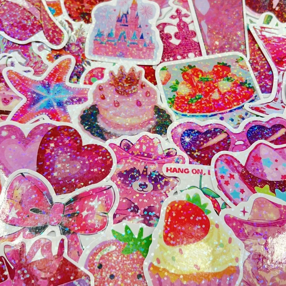 50 قطعة من ملصقات الكتابة على الجدران ذات الفيلم اللامع الجمالي باللون الوردي الوردي - ديكور DIY للجيتار، وتسجيل دفتر متجر YourLife