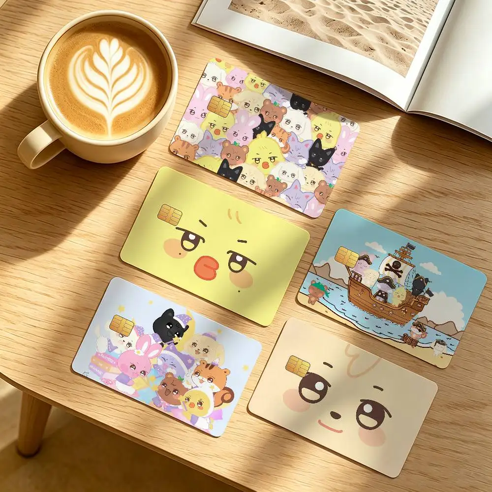 Cartoon A-ANITEEZ -S Cute Waterproof Anti-Scratch Card Skin Stickers 4Pcs Stylish Decor Covers for Credit & Debit Cards