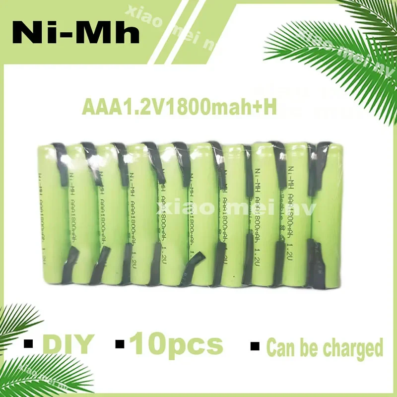 AAA 1.2V 1800mAh Ni-MH with Solder Tabs rechargeable battery cell, for Electric Shaver, Razor, Toothbrush