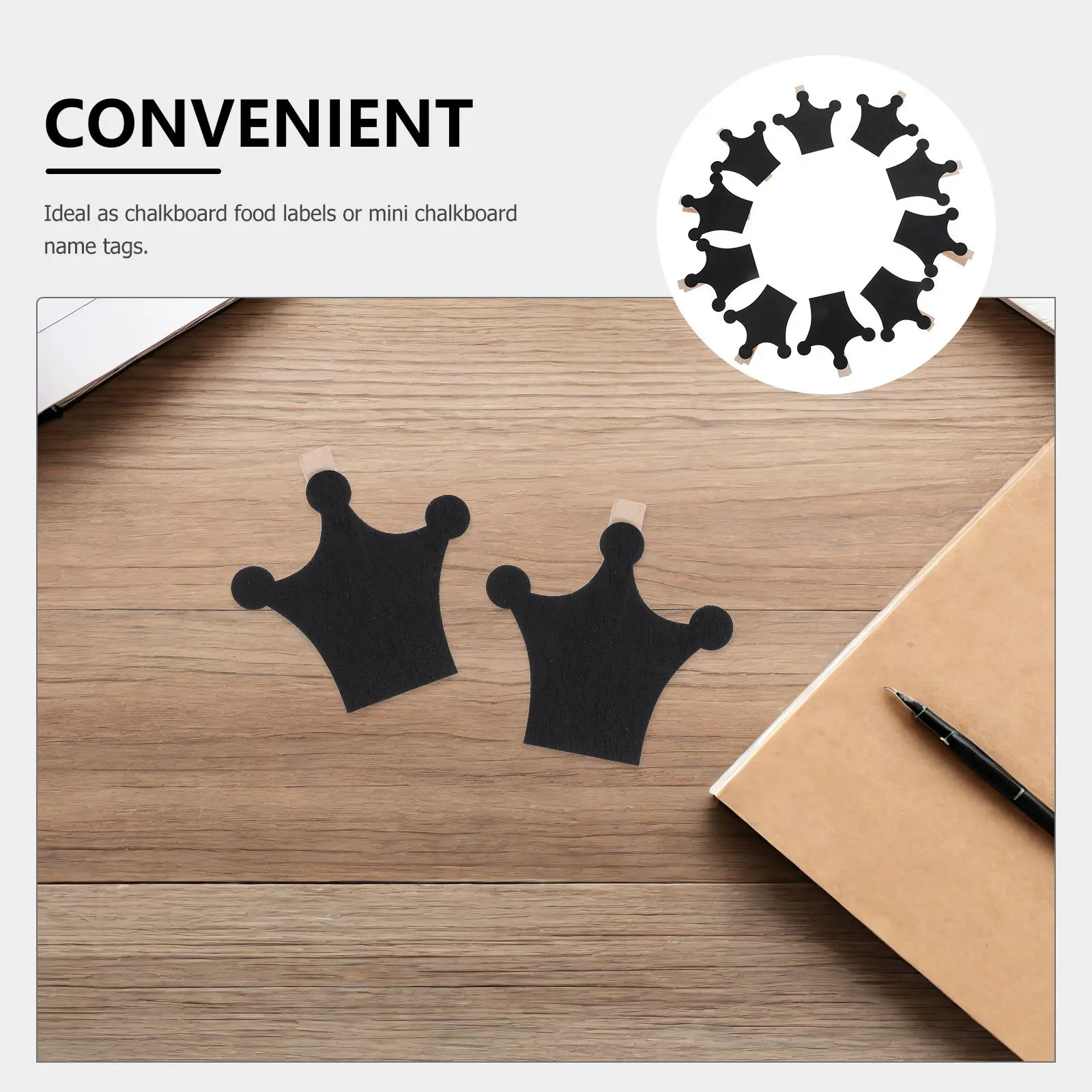 50Pcs Mini Blackboard Clips Crown Shape Reusable Chalkboard Labels Memo Holder Decorative Food Signs for Weddings Buffet Table
