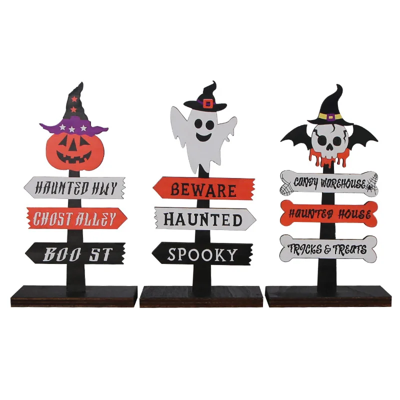 Halloween Cute Wooden Plate Decoration Ghost Day Guide Sign Desktop Decoration Creative Home Decoration Sending Girlfriend