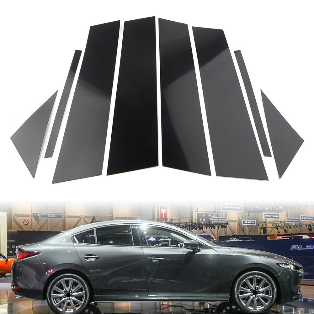 

Gloss Black Car Pillar Posts Sticker Door Window Decoration Trims For Mazda 3 Sedan 2019 2020 2021 8Pcs