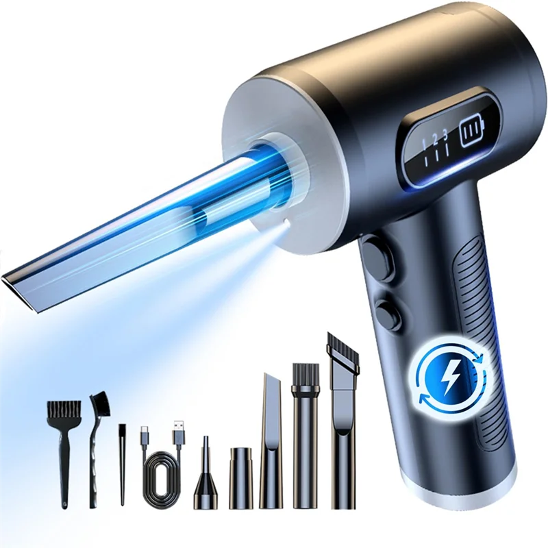 منفضة هواء مضغوط ABSF، 3 تروس إلى 100000 دورة في الدقيقة منفاخ هواء كهربائي محمول لاسلكي، لتنظيف لوحة المفاتيح والكمبيوتر الشخصي