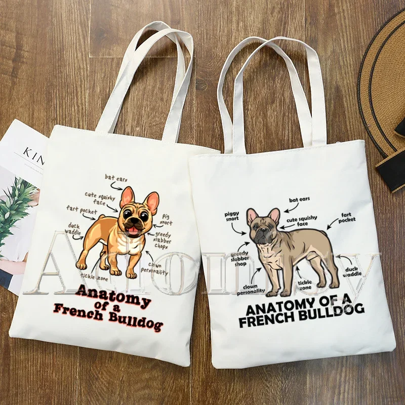 French Bulldog Shopping Bag Recycle Bag Reusable Tote Bolsas De Tela Bag String Reciclaje Foldable Shoping Sac Toile