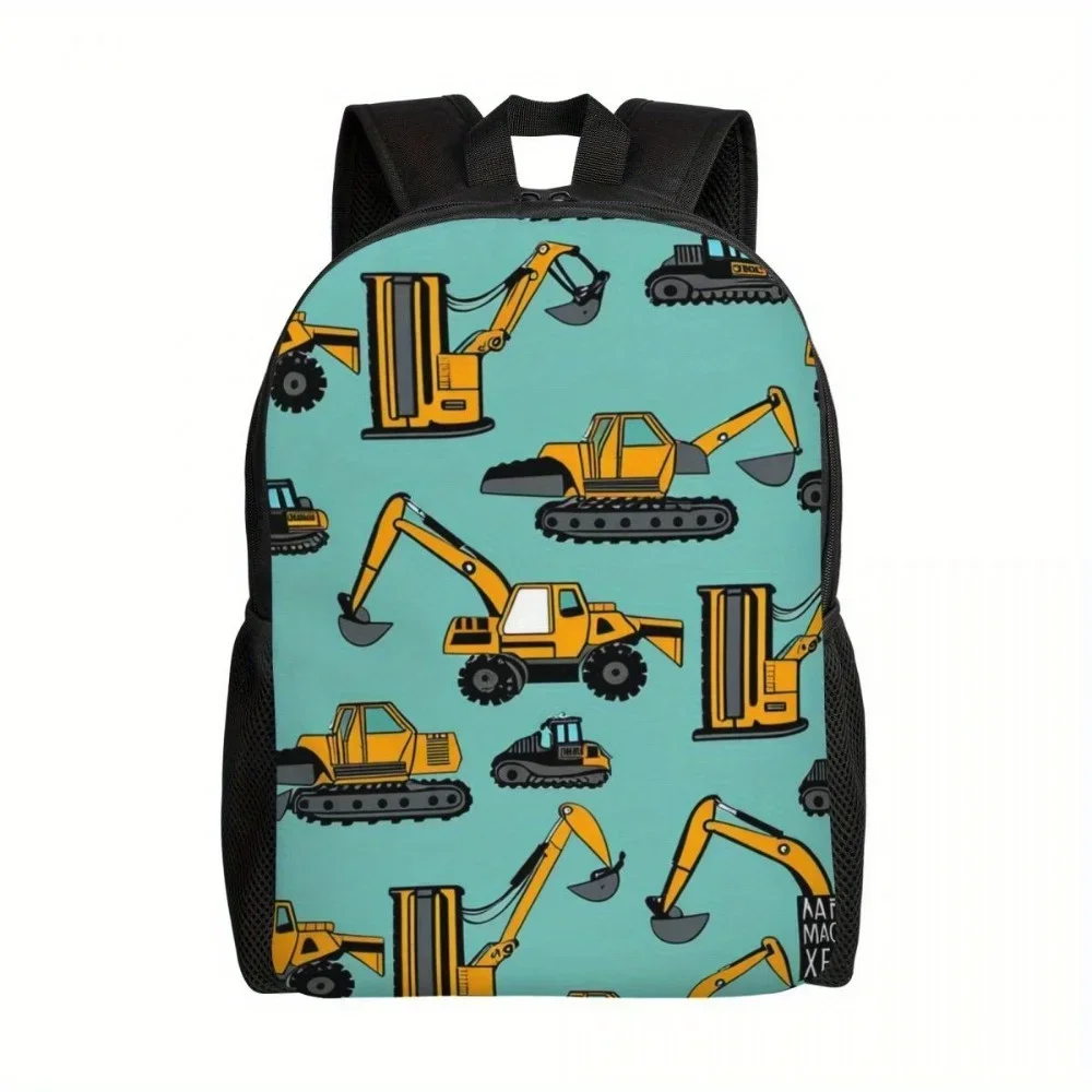Custom Bag Convenient Excavators Print Casual Backpack, Large Capacity Travel Backpack For Men And Women, Lightweight Computer B