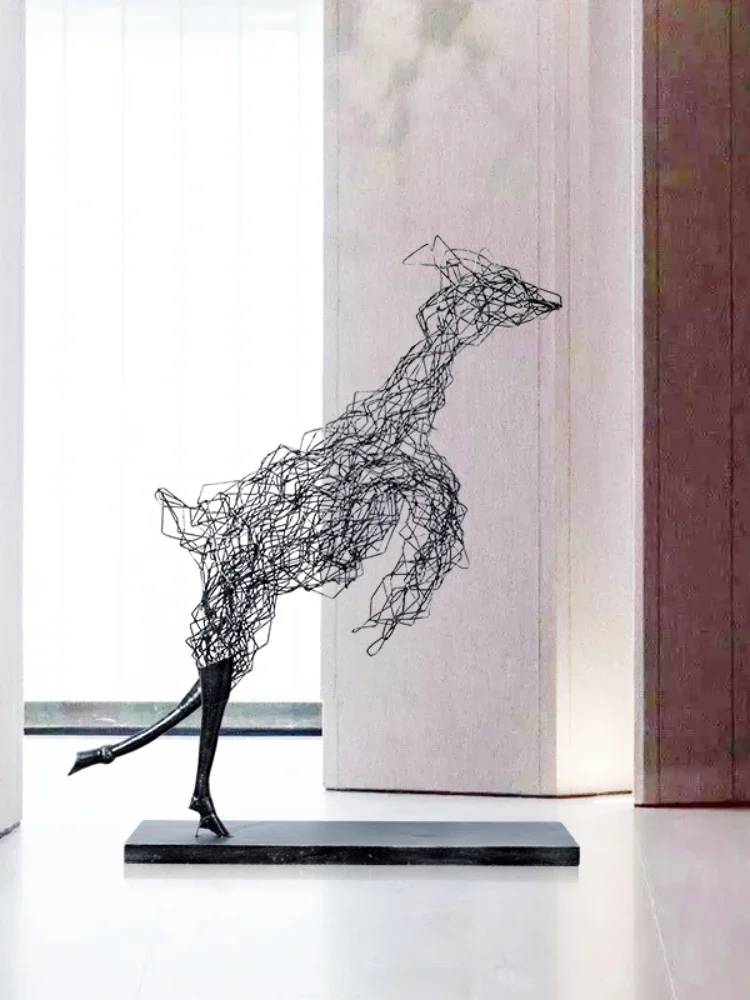 Large Floor-Standing Lucky Deer Sculpture Commercial Center Hotel Sales Office Abstract Artwork Decoration