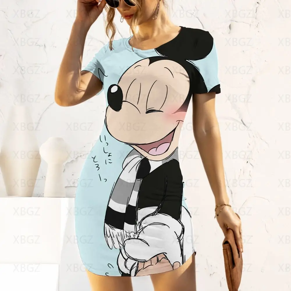 

Dresses Tight Women 2022 Party Cartoon Women's Dress Evening Slim Fit Summer Woman Mikey Mouse Print Chic Elegant Sexy Y2k