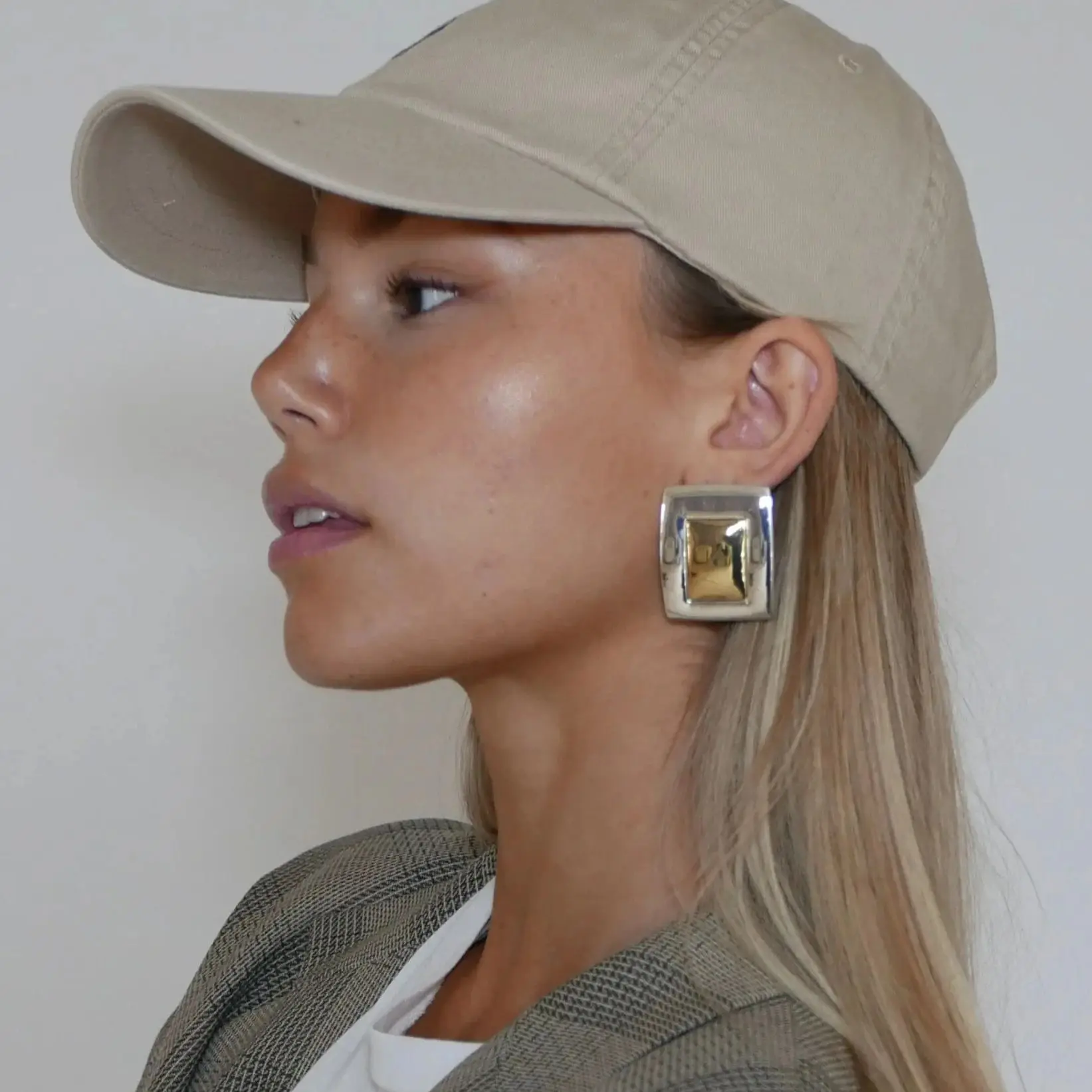 

Miranda Stainless Steel Vintage Inspired Rectangular Earrings Both Gold And Silver Rust Proof 18k Pvd Plated Texture Daily Jewel