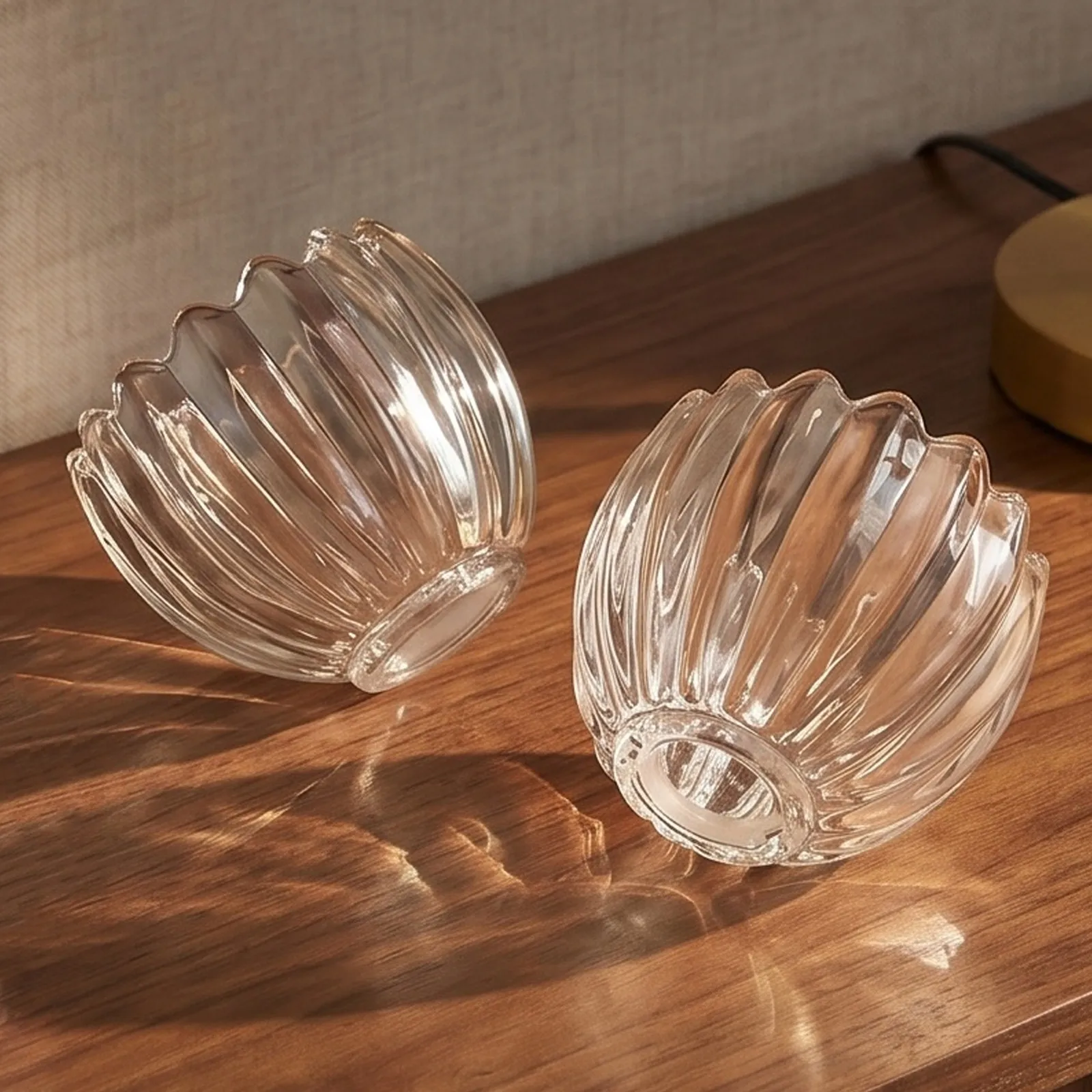 2Pcs Glass Lampshade Clear Flower Shaped Pendant Replacement Globe Light Shade Transparent Tulip Design 42Mm Small Lamp Shade