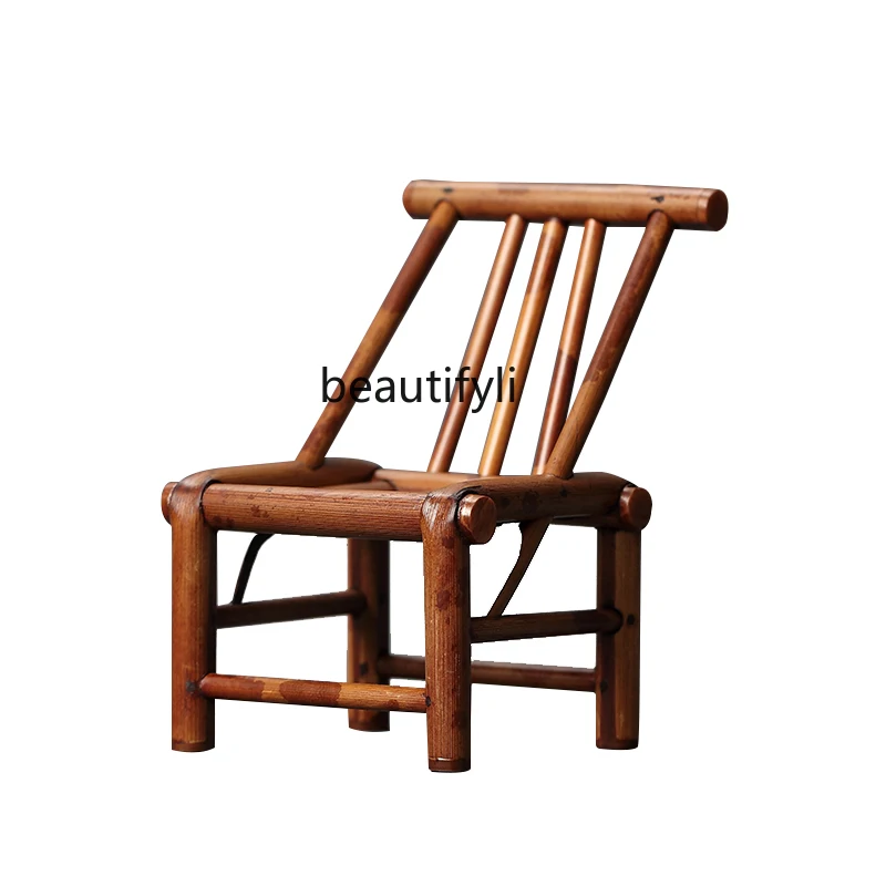 

LBX Mottled Bamboo Small Chair Crafts Ornament Decoration Crafts Bamboo Articles Plaything Props