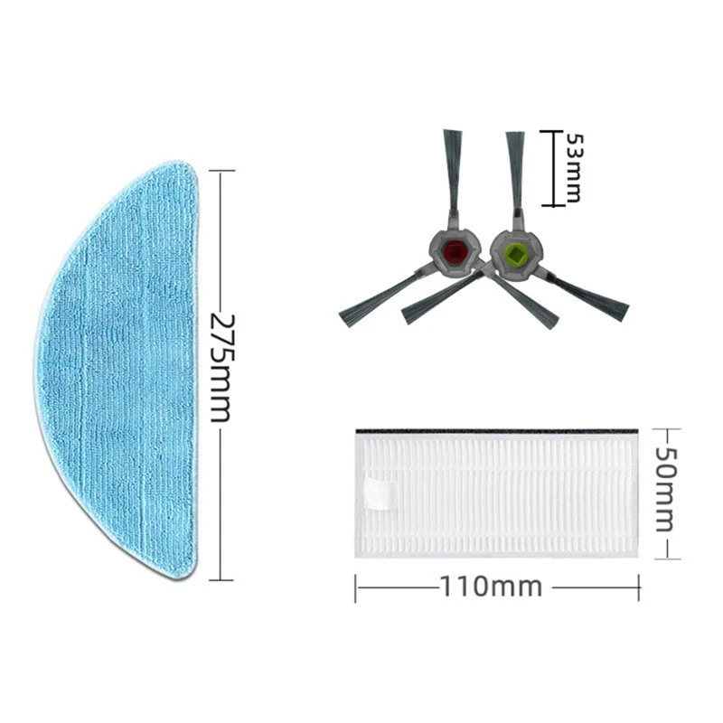 قطع غيار للمكنسة الكهربائية الآلية ، قطع الغيار ، الفرشاة الرئيسية ، الفرشاة الجانبية ، الفلتر ، مناسب لـ Ecovacs ، Yeedi K650