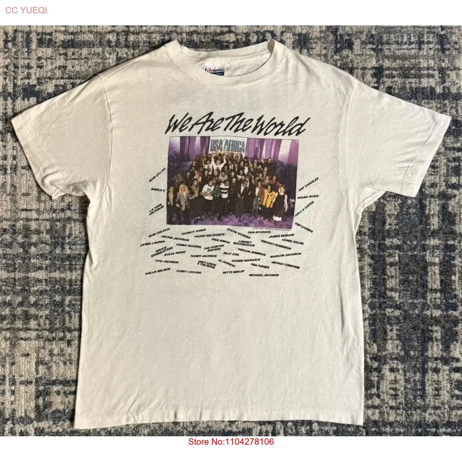 Camiseta vintage de 1985 We Are The World USA For Africa L Michael Jackson Bob Dylan, estilo vintage, lavada, con gráfico, transpirable