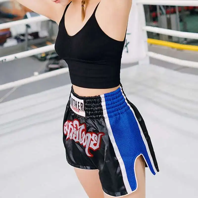 Mesh Boxing Training Shorts Men Women Personality Embroidery Bottoms Durable Sturdy Sweat Multiple Loose Styles Shorts Pants