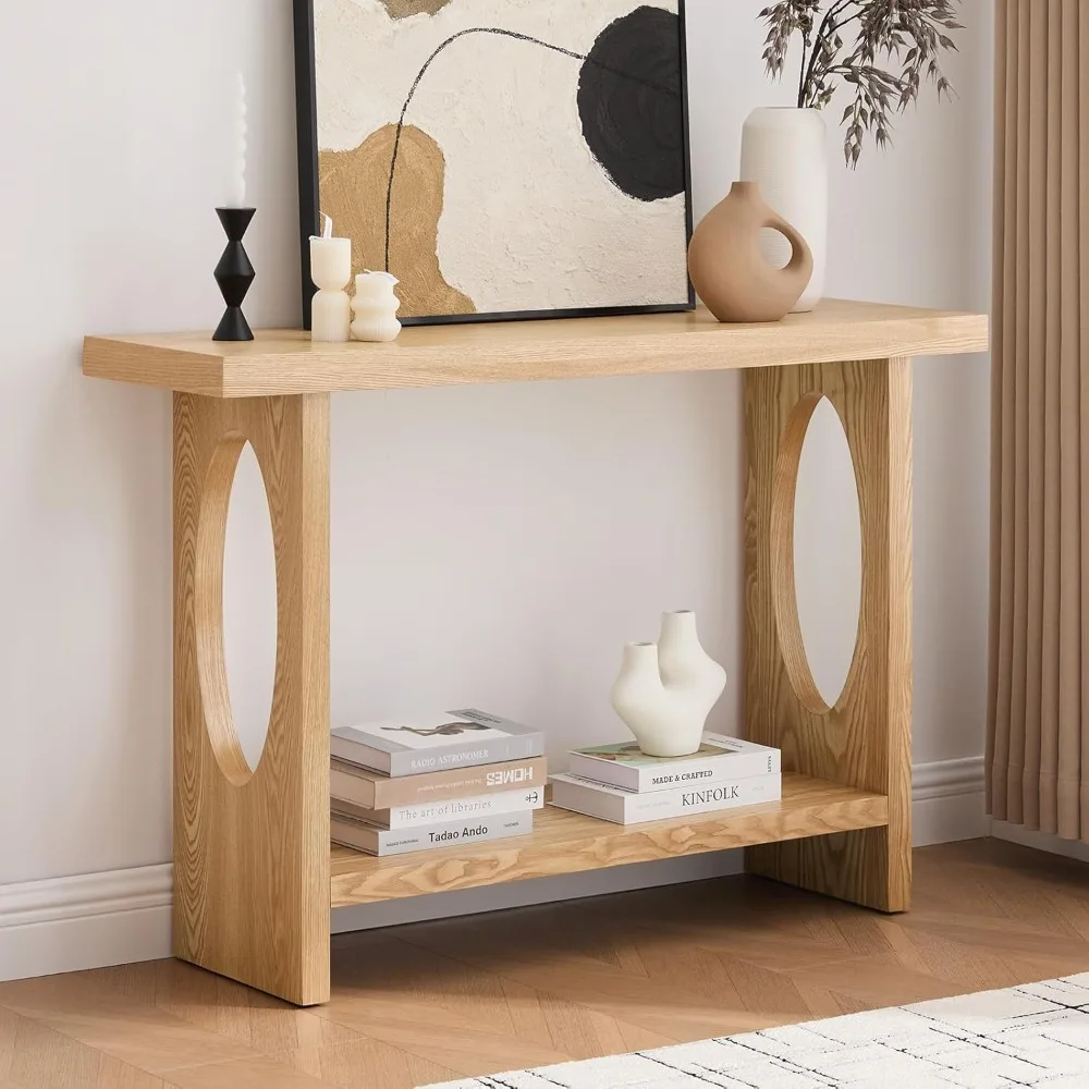 

Farmhouse Wood Console Tables with Solid Wood hickened Tabletop,Narrow Sofa Table Behind Couch Rectangle Entryway Table Hallway