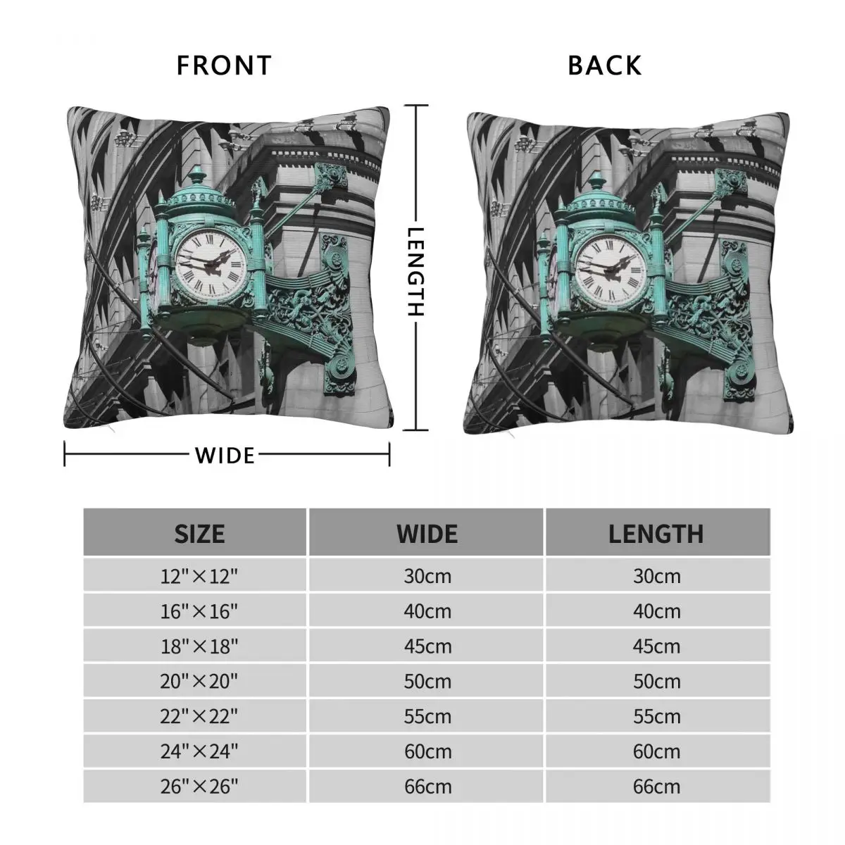 Chicago Marshall Field's Clock Pillowcase Polyester Linen Velvet Pattern Zip Decorative Pillow Case Car Cushion Cover