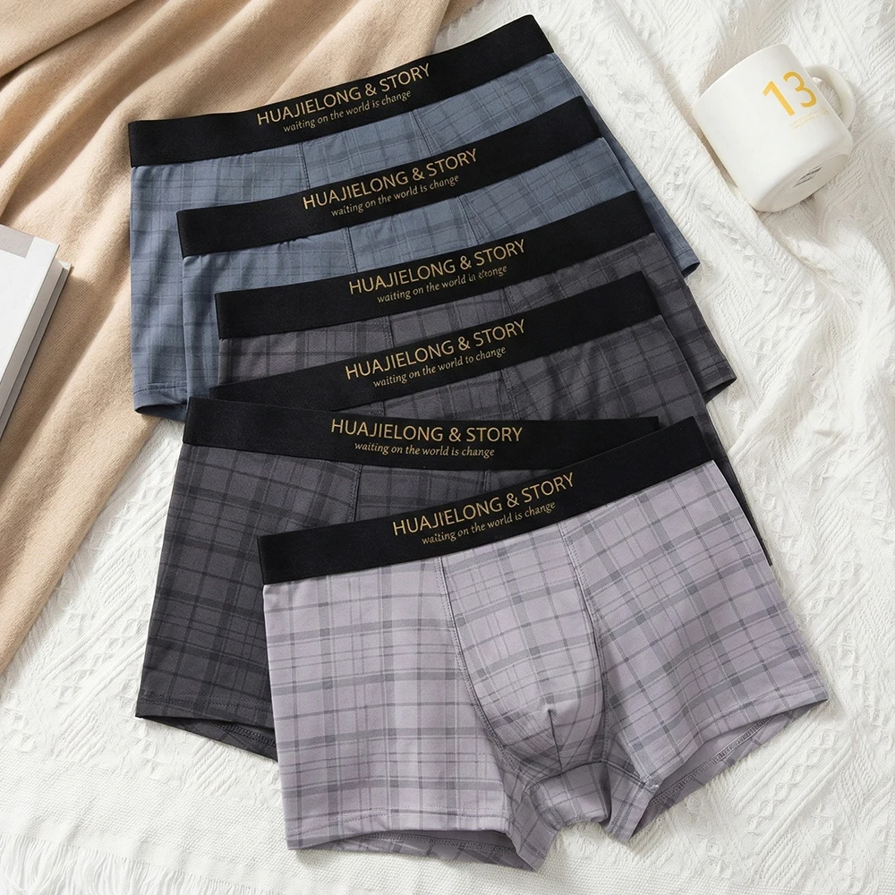 

Набор из 6 шт. мужских трусов-боксеров из прохладного шелка с сетчатой вставкой, дышащие, с высокой эластичностью, для взрослых (18+)