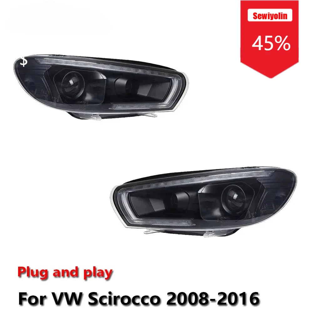 

Sewiyolin Car LED Headlight Assemblies For Volkswagen Scirocco 2008-2017 Fog DRL Brake Turn Signal Lamp Plug and Play