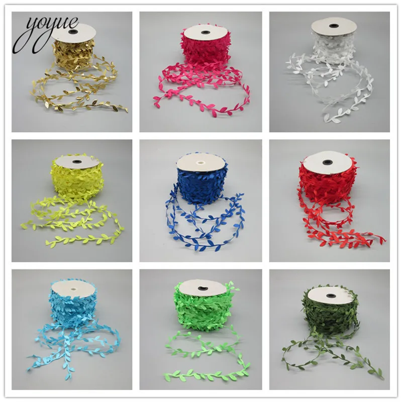 Lucia Crafts 2.5cm liście koronki wykończenia zdobienie liści wstążki Diy szycia filc girlandy odzieży Kraft aplikacje z tkaniny 040051056