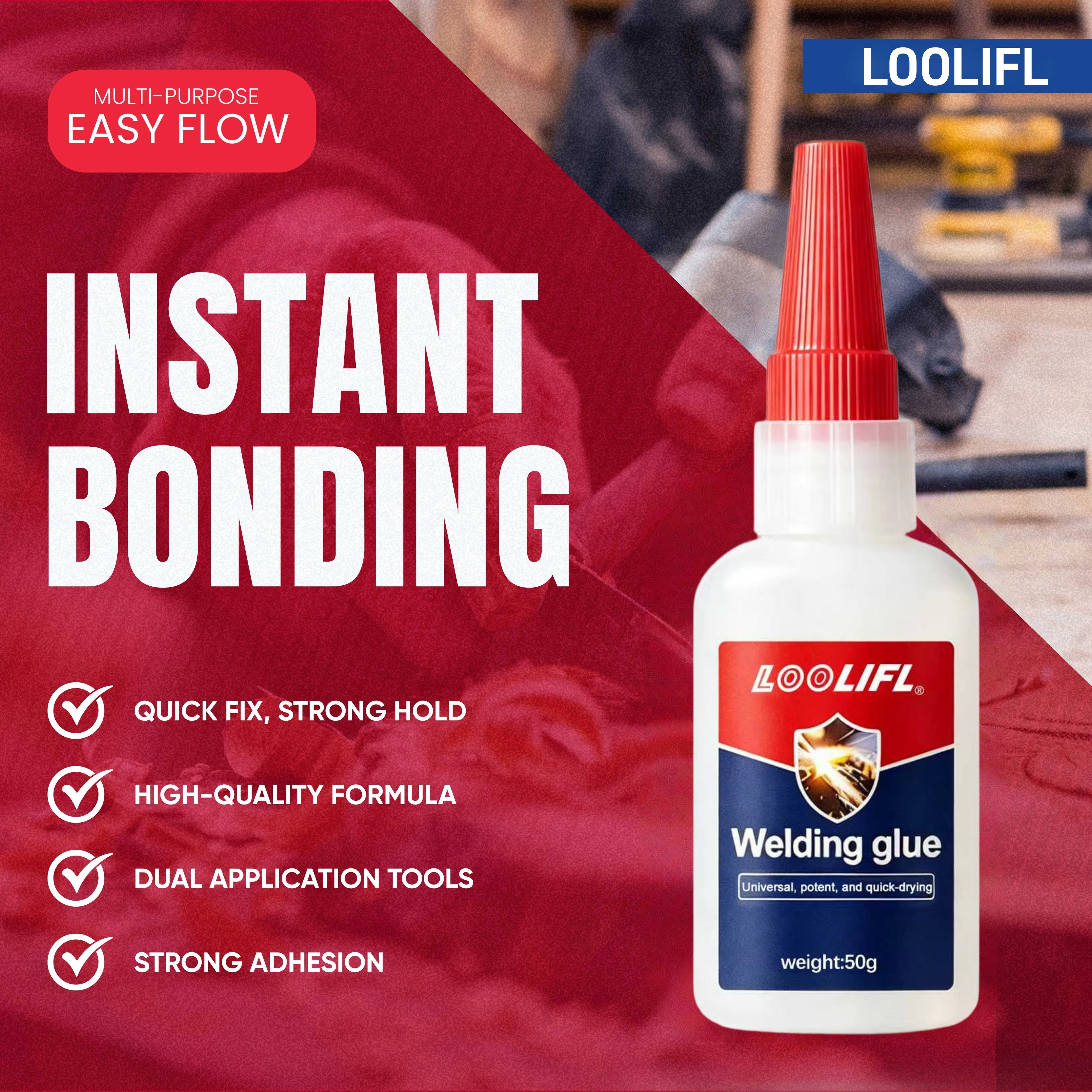 LOOLIFL 3PCS 50g XL High Strength Instant Adhesive Oil Welding Glue for Resin Ceramic Metal Glass Plastic Wood Fast Repair view 2