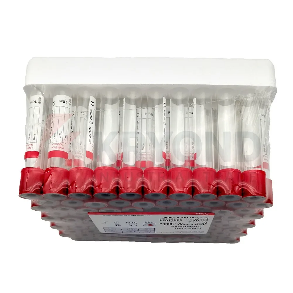 100pcs Medical No Additive Plain Tube Plastic Vacuum Blood Collection Tube Ordinary Blood Test Tubes 10ml PET Tube
