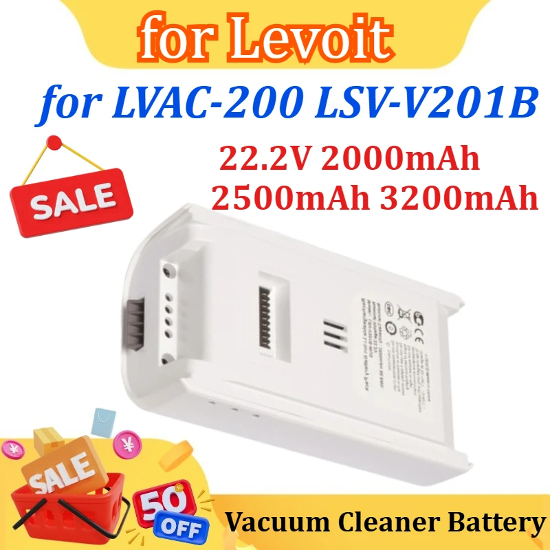 

22.2V 2000mAh 2500mAh 3200mAh Replacement Battery for Levoit LVAC-200 LSV-V201B Cordless Vacuum Cleaner
