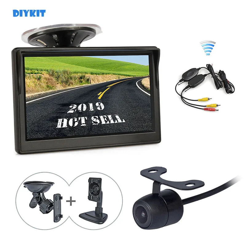 

DIYKIT Беспроводная 5-дюймовая TFT ЖК-дисплей Автомобильный монитор заднего вида резервная Автомобильная камера с монитором парковочная система охранной сигнализации