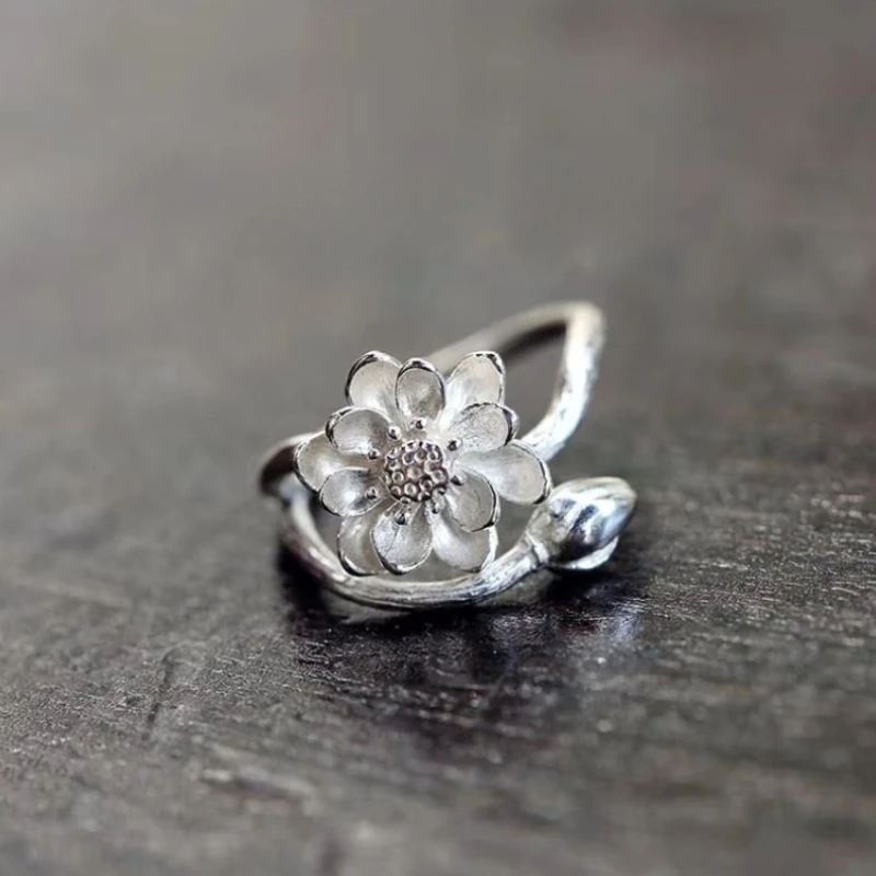925 Sterling Silver Leaves Open Rings For Women Hypoallergenic Fashion Girl Sterling-silver-jewelry