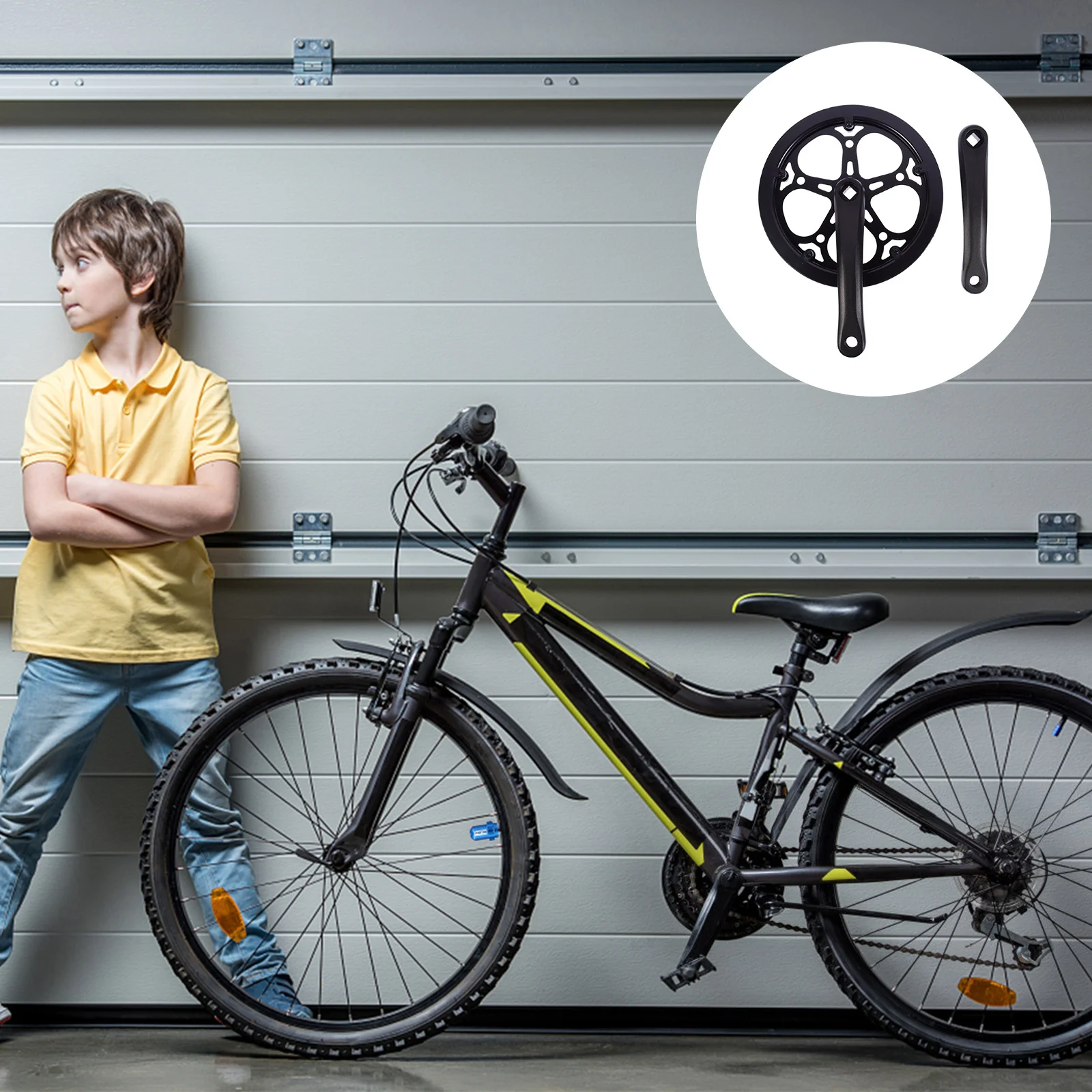 

1Set Single Chain Wheel Bike Crankset Black 170Mm Crank Arm Length High Strength Bike Replacement Accessories