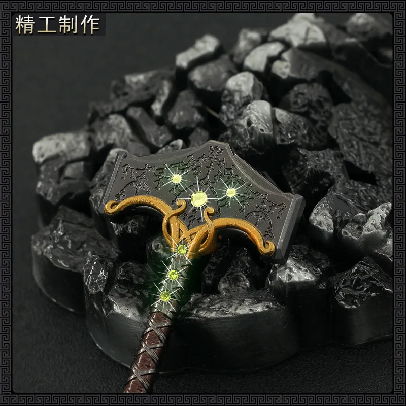 16cm Thor's Hammer Keychain God of War: Ragnarok Game Peripheral Metal Weapon Models Equipment Accessories Decoration Collection