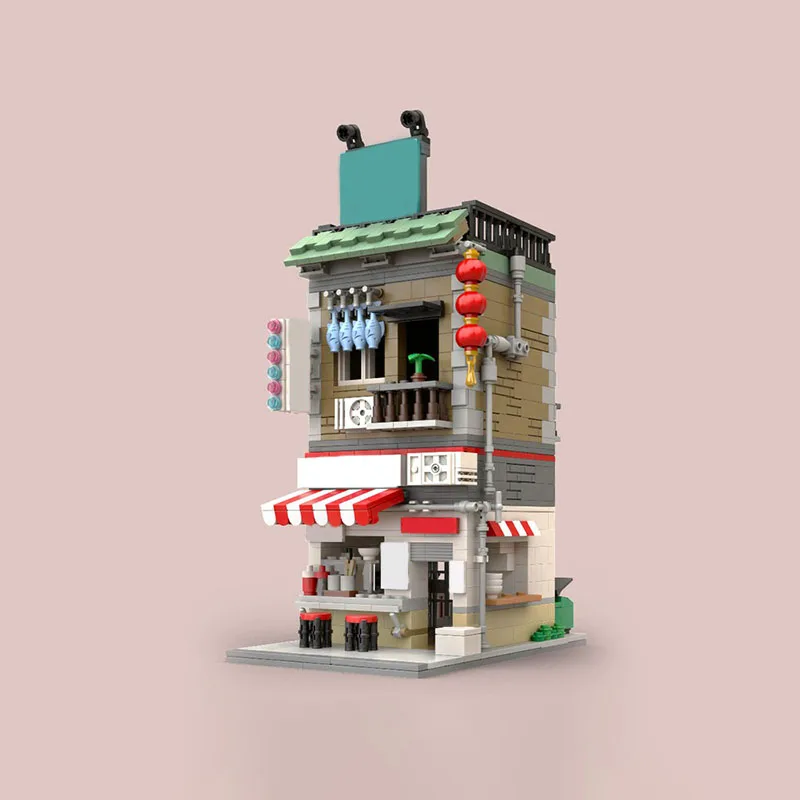 861PCS Noodles Store Moc building blocks  Set - Modular Architecture Model Kit for City Street Display & Collection.