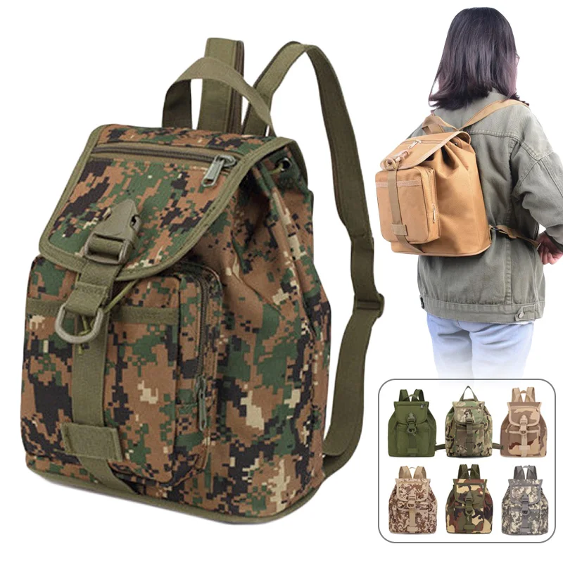 

Tactical Backpack Mini Rucksack School Camo Backpack for Boys Girls Kids Drawstring Zipper Travel Rucksack Bag