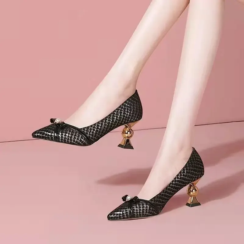 Rozmiar 35-41 zลote obcasy wzรณr kokardy buty na obcasie jasnozielone czรณลenka na szpilkach moda Sexy kobiety