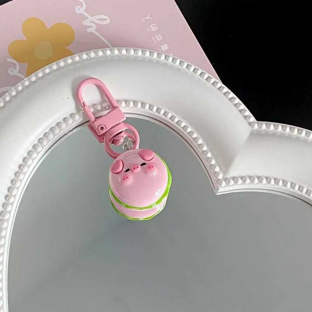 Bag Pendant Gourmet Pink Pig Metal Keychain Resin Small Hamburger Pig Animal Keyring Fashionable Elegant Pig Food Keychain Kids