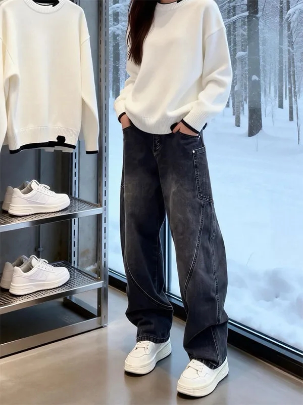 

Мужские джинсы Bla Slanted Cut Knife: весенние, в американском уличном стиле, прямые, широкие, рабочие, повседневные, свободного кроя