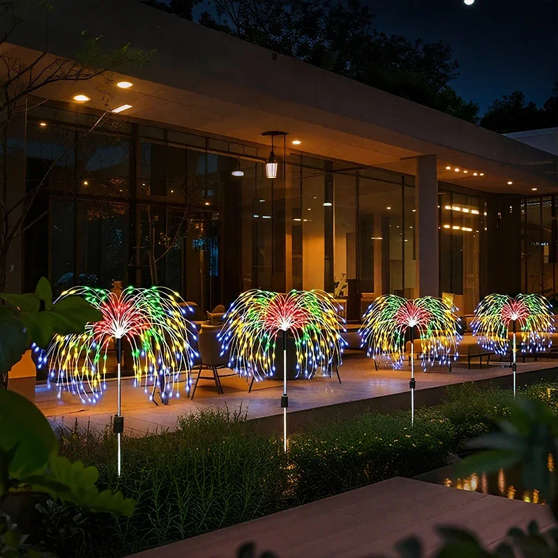 200LED Firework Lights Solar Power Outdoor Wire Flower Garden Decorate Solar Lamp for Landscape Patio Pathway Yard Lawn