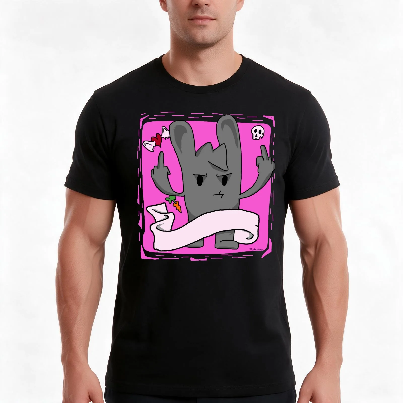 Bunny Rotten T-Shirt, Summer Casual Cotton Tee, Oversized Streetwear Tops, Vintage Graphic Print, Loose Fit Short Sleeve