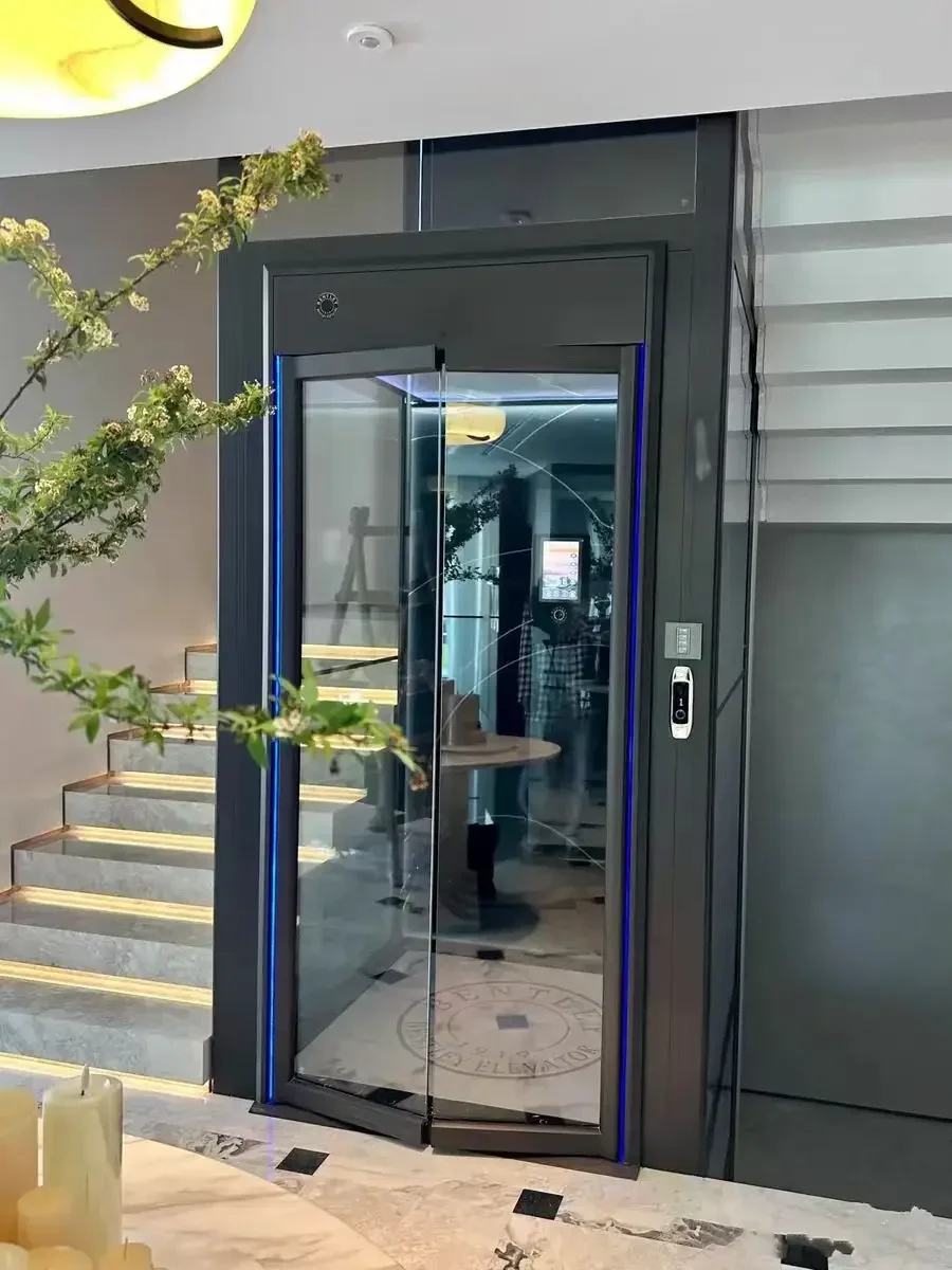 Modern Steel Aluminum Alloy Hand-Pulled Door for Villas Elevators Small Footprint No Machine Room No Pit Schools Apartments