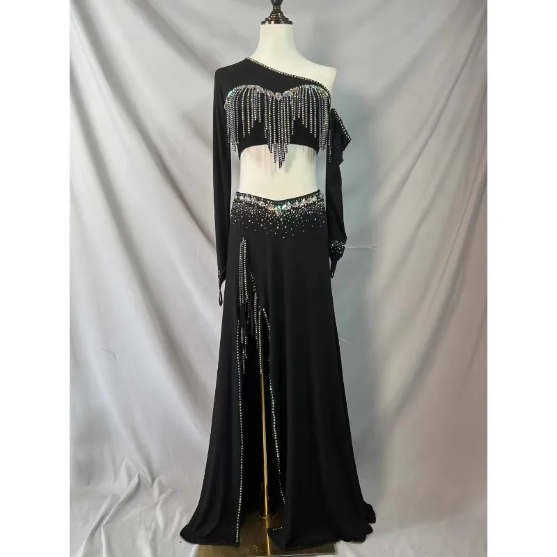 Dostosowany kostium do tańca brzucha 2025 Nowy luksusowy błyszczący kostium do tańca brzucha zestaw znanej nauczycielki Bellydance Skirt