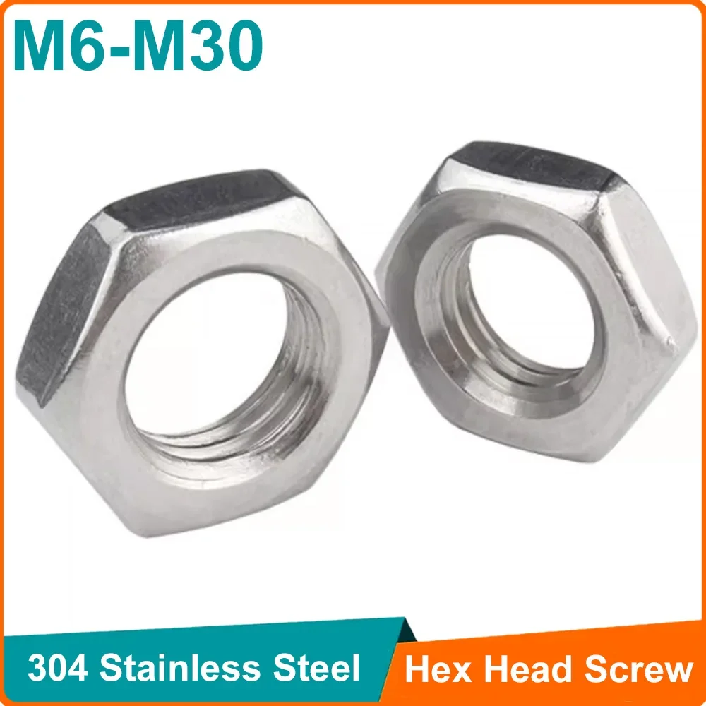 

1-20pcs Hexagon Thin Nut Fine Thread Fine Nut 304 Stainless Steel M6 M8 M10 M12 M14 M16 M18 M20 Bolt Screw Hexagon Nut