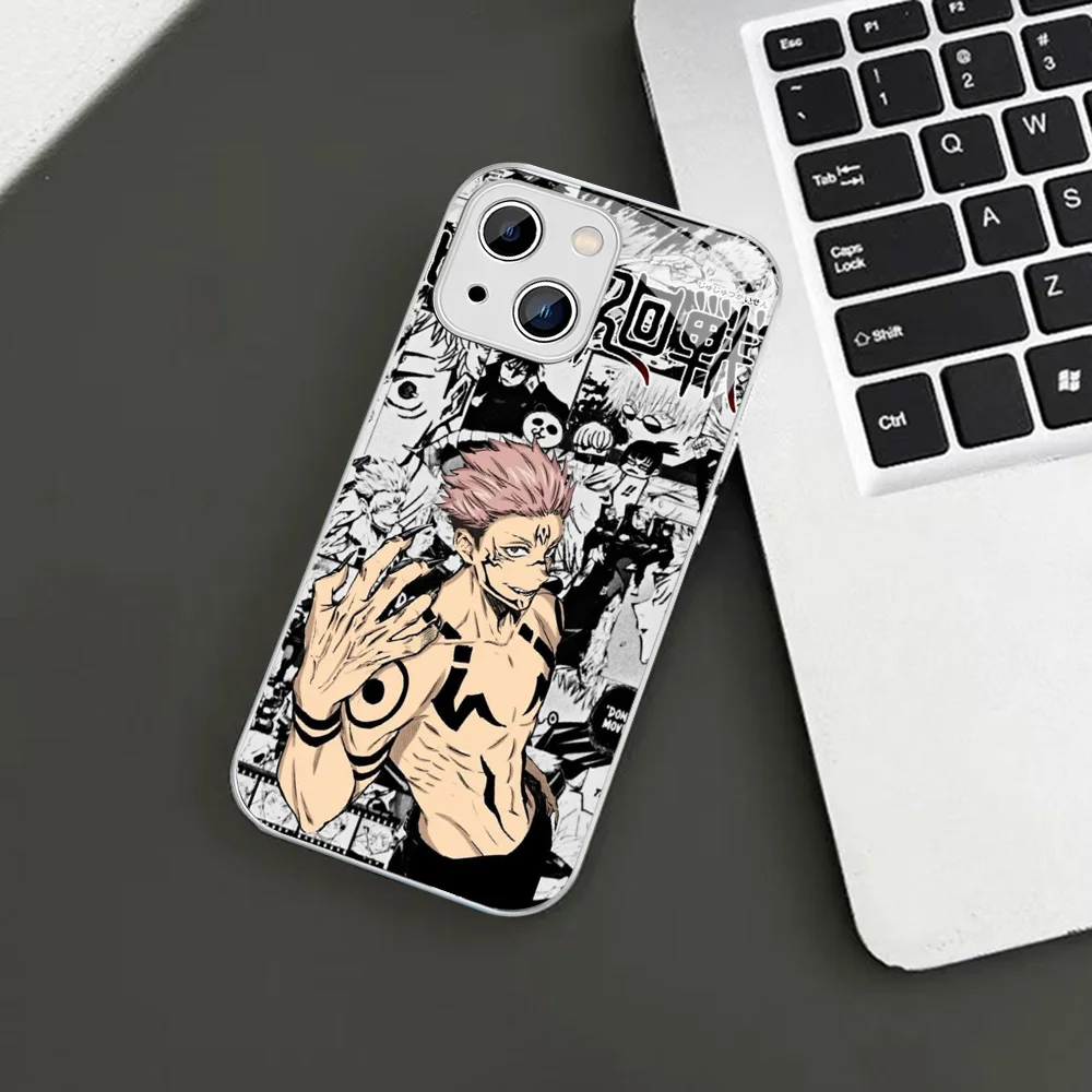 Jujutsu Kaisen Yuji Sukuna Phone Case Tempered Glass For iphone 14 13 12 11 Pro Mini XS MAX 14Plus X XS XR Cover