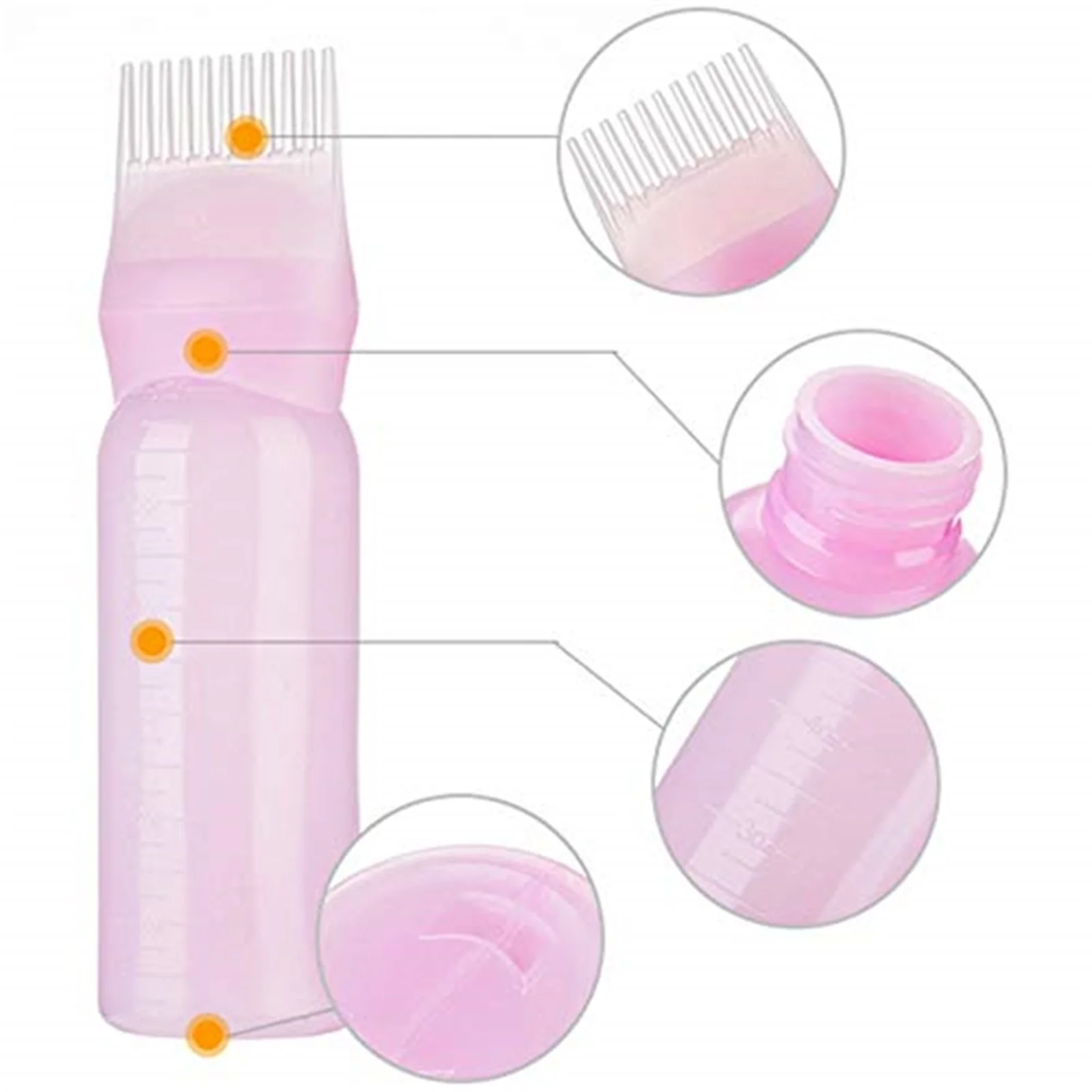 Haarfärbekamm-Flasche, Haarfärbekamm-Applikator, tragbare Haarfärbemittel-Farbkammflasche mit Skala für den Innenbereich, langes Haar – Detail 3