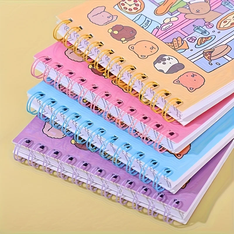 Cat and Dog Life Theme Coloring Book - Creative Graffiti Art Relaxation Notebook, Including Cute Bear Animal Illustrations, Pink