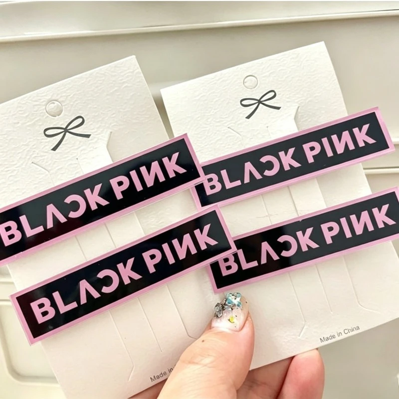 Black Pink Pattern Acrylic Hair Barrettes Sweet Elegant Bang Holding Hair Clips Firm Grip Non-slip Alligator Hair Clips view 2