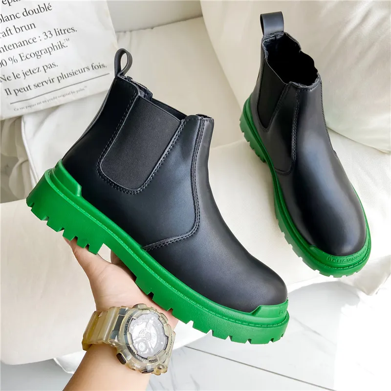 Chelsea Boots Men's Casual Leather Biker Boot High Top Slip-on Popular Trendy All-match Street Fashion Waterproof Anti-wear Shoe