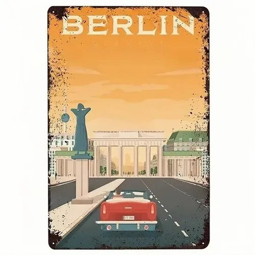 Berlin Germany Scenic Tin Metal Sign Wall Art Nostalgic Decor Vintage Art
