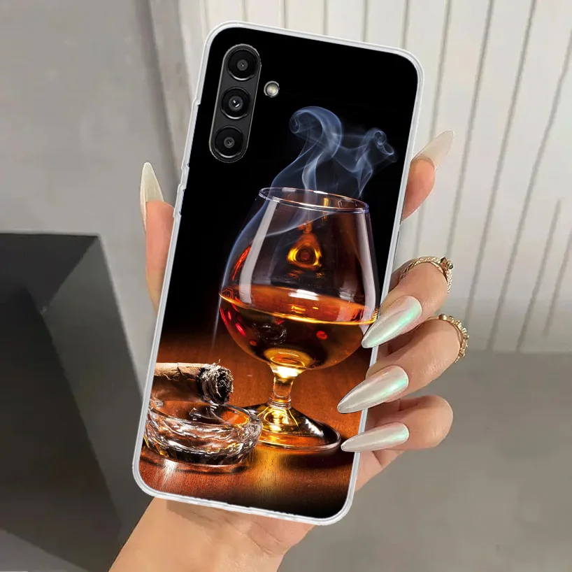 Cigar Whiskey Ice Drink Phone Case for Samsung Galaxy A15 A25 A35 A55 A14 A24 A34 A13 A53 A12 A52S A23 A33 A24 A34 A03S A04S A02