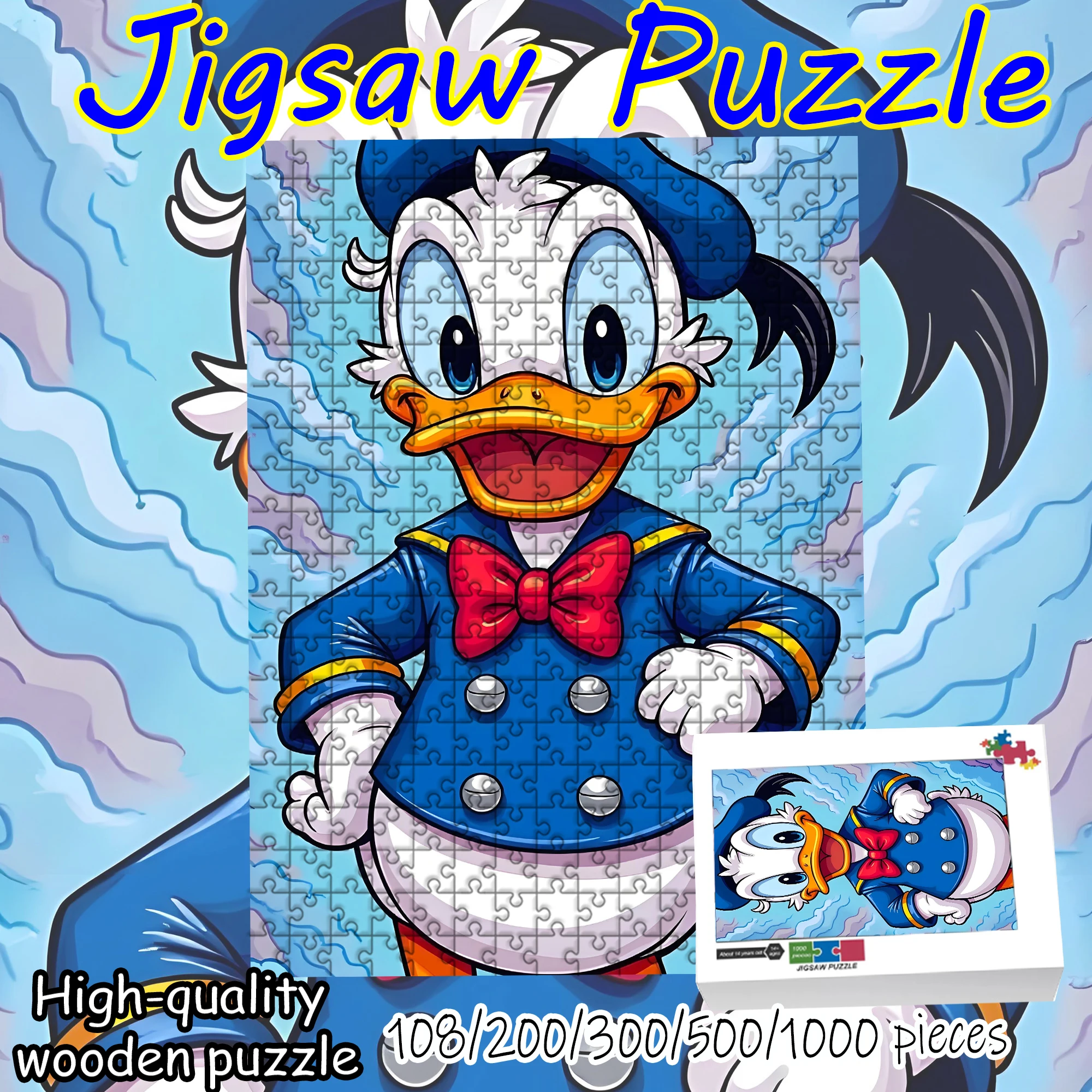 

Деревянный пазл с Дональдом Даком, 108/200/300/500/1000 деталей, высококачественный подарок, забавная игрушка